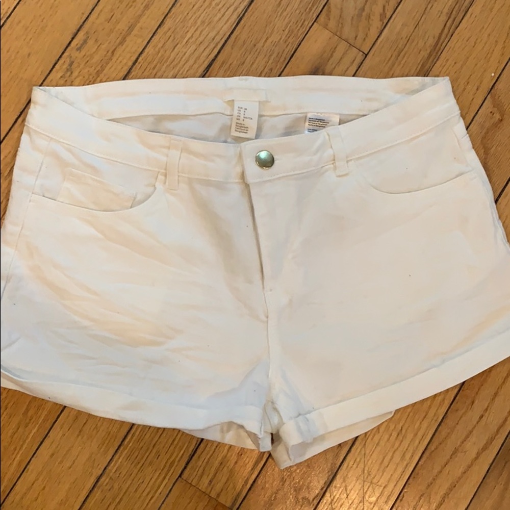 White Cuffed Shorts Gold Button NWT